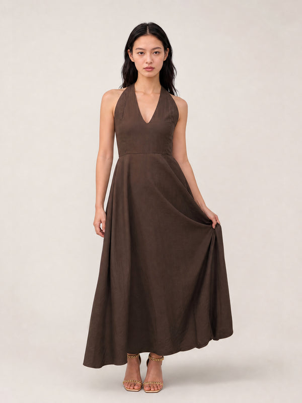Robe longue dos nu en voile léger TDM58126MM