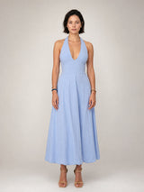 Robe longue dos nu col halter TDM58126PK
