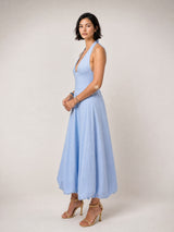 Robe longue dos nu col halter TDM58126PK