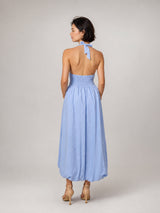 Robe longue dos nu col halter TDM58126PK