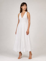 Robe longue en coton mélangé à taille élastiquée TDM58126