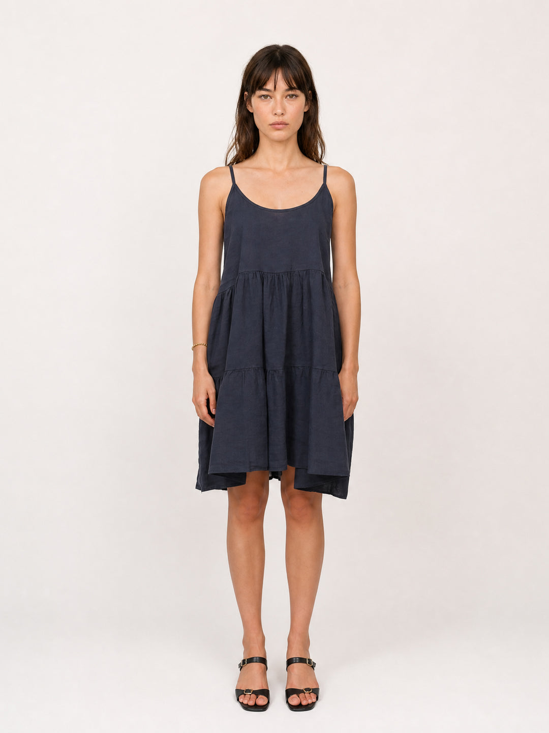 Robe courte en lin à bretelles TDM59525L