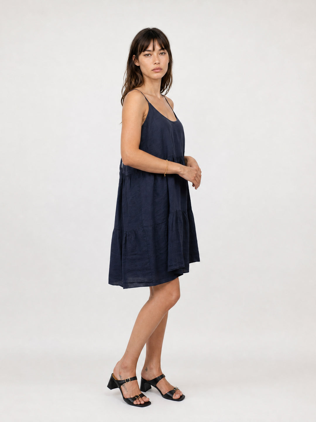 Robe courte en lin à bretelles TDM59525L