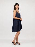 Load image into Gallery viewer, Robe courte en lin à bretelles TDM59525L
