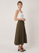 Jupe midi fluide taille élastiquée TDM62726PN
