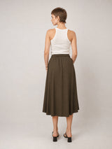 Jupe midi fluide taille élastiquée TDM62726PN