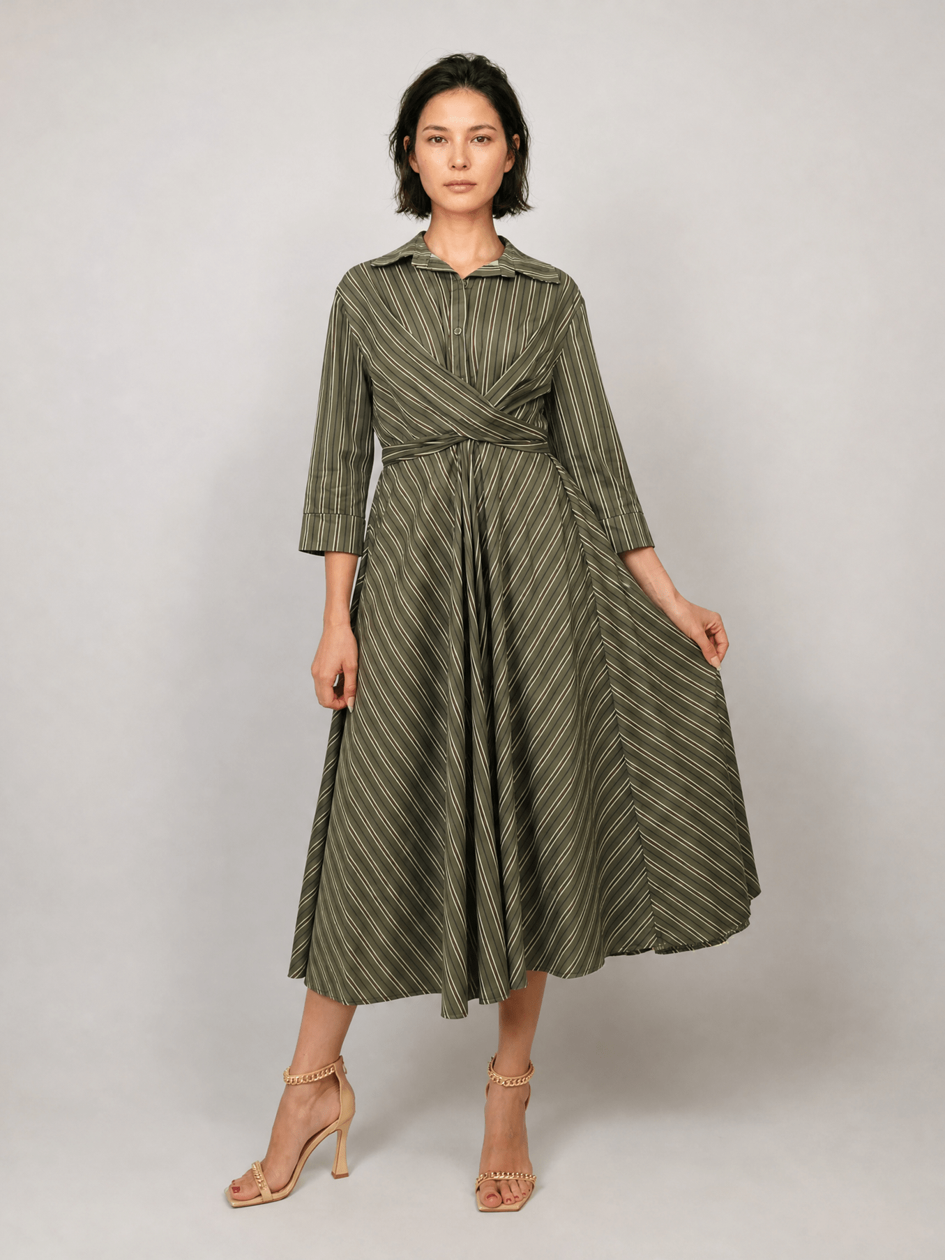 Robe ceinturée rayée TDM65026-2