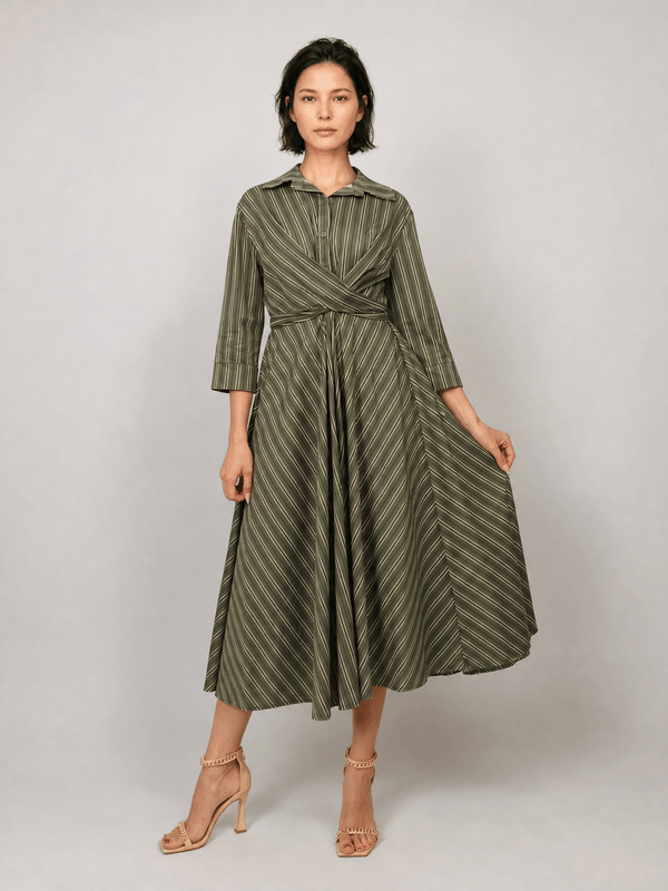 Robe ceinturée rayée TDM65026-2