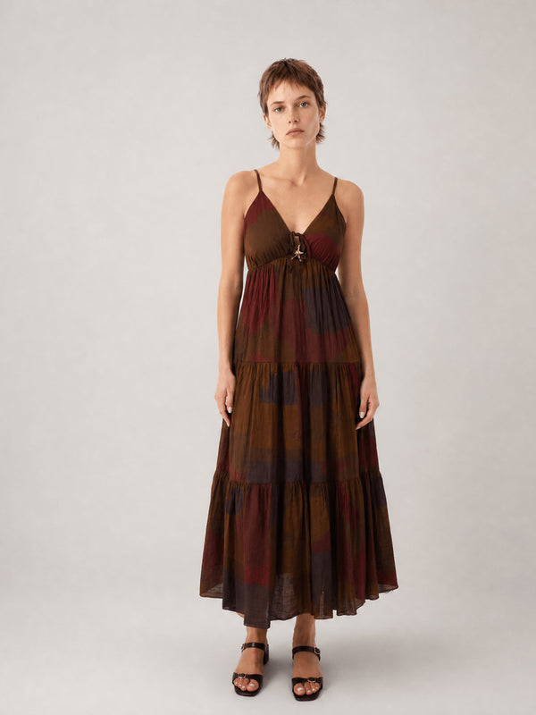 Robe longue en coton imprimé artistique – TDM65325-4