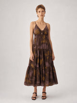 Robe longue en coton imprimé artistique – TDM65325-4