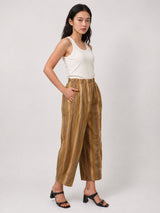 Pantalon rayé en coton stretch, taille élastique TDM67625-9