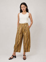 Pantalon rayé en coton stretch, taille élastique TDM67625-9