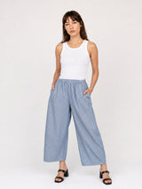 Pantalon ample en coton rayé à taille élastique TDM67625CJ28