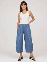 Pantalon ample en coton rayé à taille élastique TDM67625CJ29