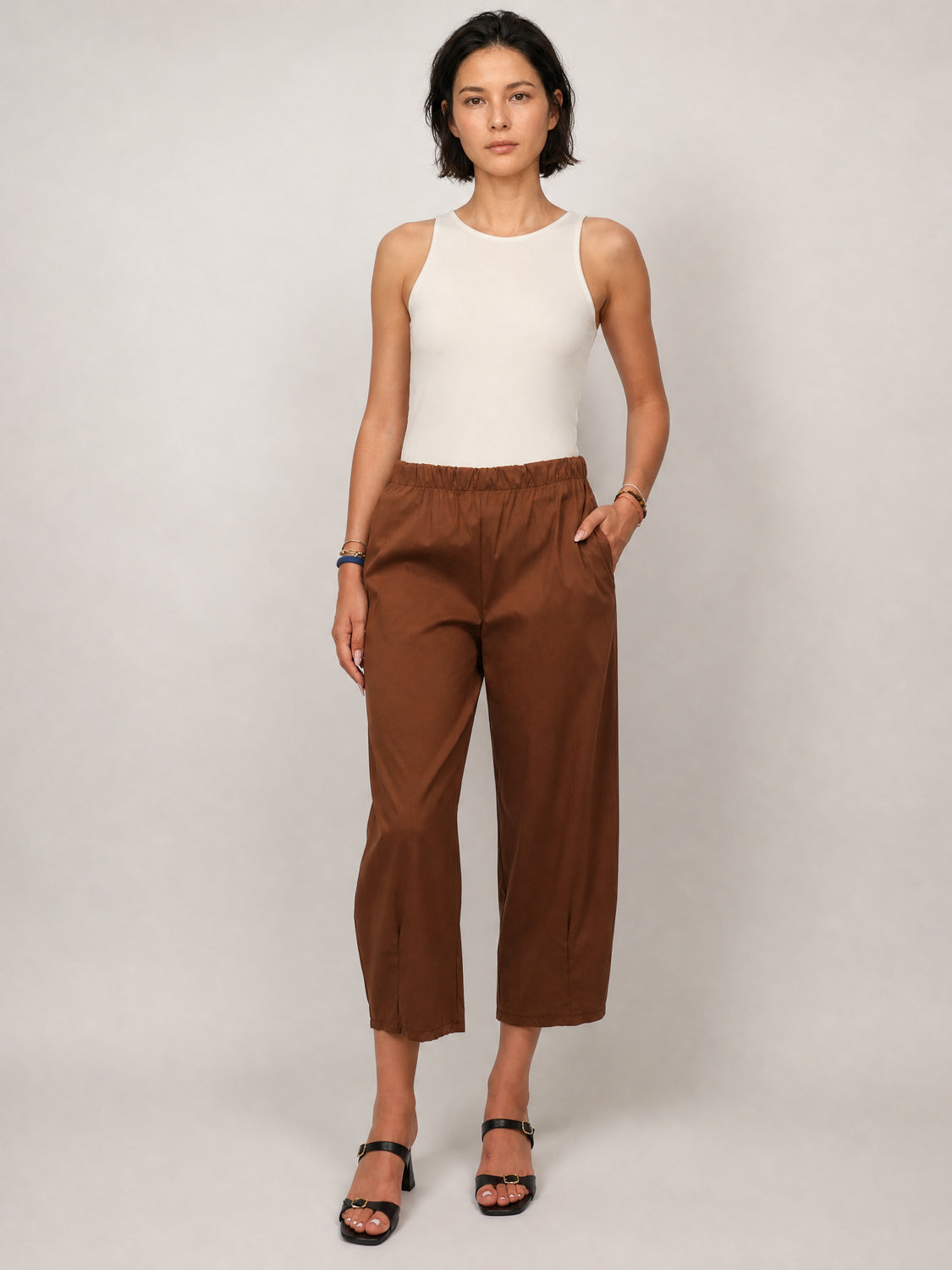 Pantalon uni taille élastique TDM67626