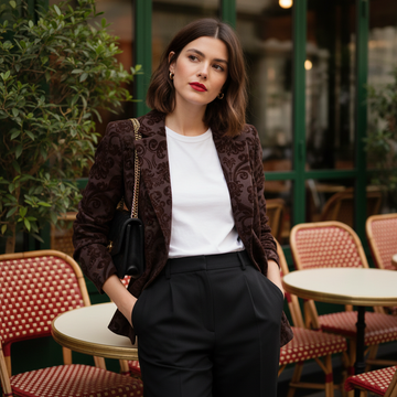 Veste à motif baroque en velours dévoré – ref TDM68924-2