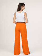 Pantalon large en gaze de coton ceinturé TDM78223-10