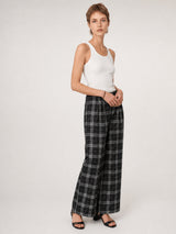 Pantalon large à carreaux ceinturé – TDM78223-16