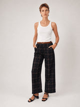 Pantalon large à carreaux ceinturé – TDM78223-16