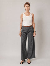 Pantalon large à carreaux ceinturé – TDM78223-17