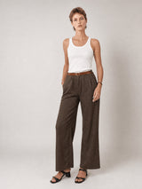 Pantalon large à carreaux ceinturé – TDM78223-17