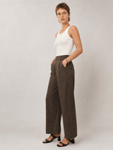 Pantalon large à carreaux ceinturé – TDM78223-17
