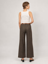 Pantalon large à carreaux ceinturé – TDM78223-17