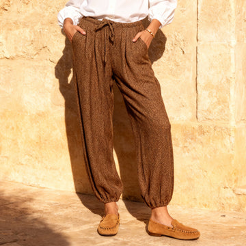 Pantalon ample imprimé à chevilles élastiquées – ref TDM81325-2