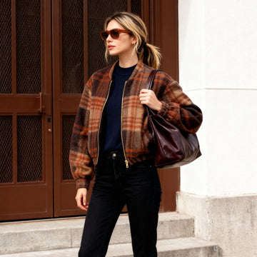 Veste bomber à carreaux en laine chaude TDM92925