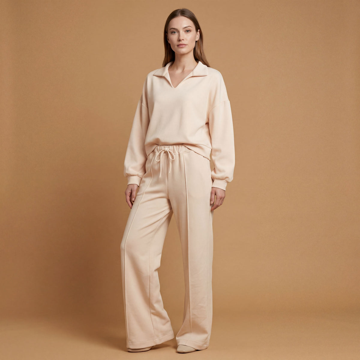 Short sweatshirt with wide collar and long sleeves – tdm00926