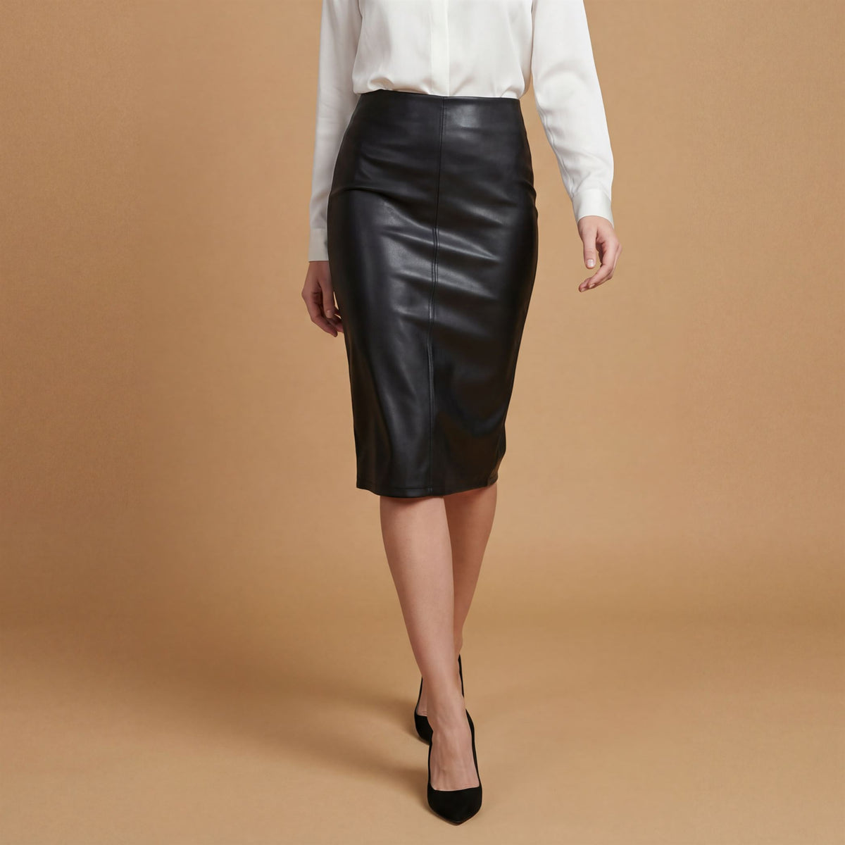 Clean cut, crinkled midi skirt – tdmk851