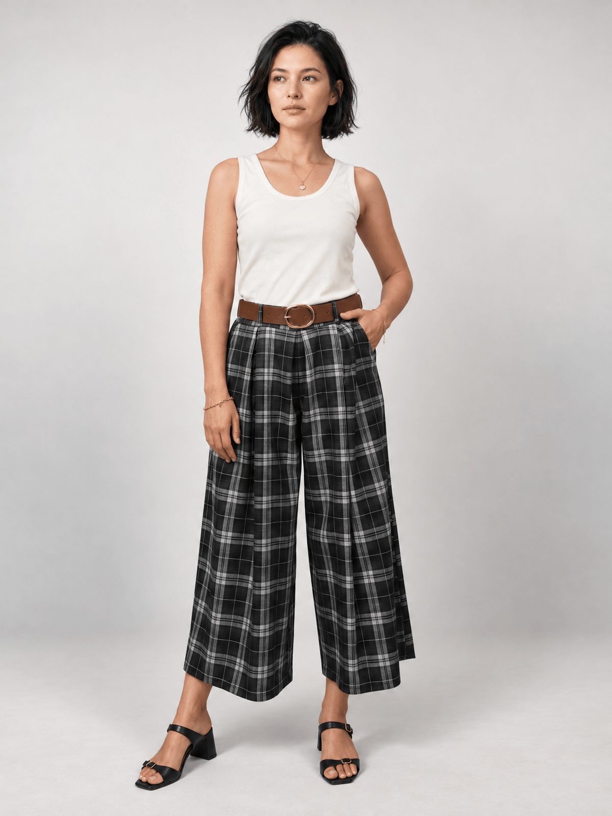 Jupe-culotte à carreaux – THS27926P03