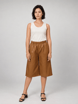 Bermuda large effet similicuir taille élastiquée – THS30326PE8