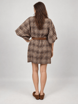 Robe ample à carreaux et manches bouffantes – THS35526QST1
