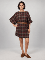 Robe ample à carreaux et manches bouffantes – THS35526QST2