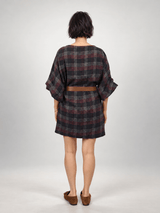 Robe ample à carreaux et manches bouffantes – THS35526QST2