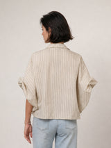 Chemise oversize en coton rayé, manches ballon — TDM38726-11