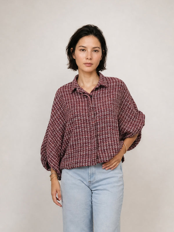 Chemise-veste oversize effet tweed — THS38726CH11
