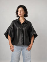 Chemise ample en similicuir effet autruche – THS38726PE11