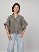 Chemise ample à carreaux et manches bouffantes – THS38726Q11
