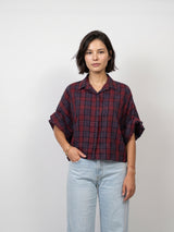 Chemise fluide à carreaux, manches bouffantes – THS38726Q15