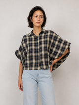 Chemise à carreaux et manches bouffantes – THS38726Q18