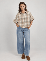 Chemise ample à carreaux et manches bouffantes – THS38726Q30