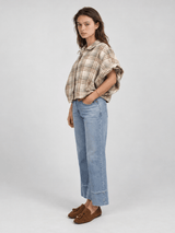 Chemise ample à carreaux et manches bouffantes – THS38726Q30