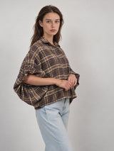 Chemise ample à carreaux et manches bouffantes – THS38726Q55