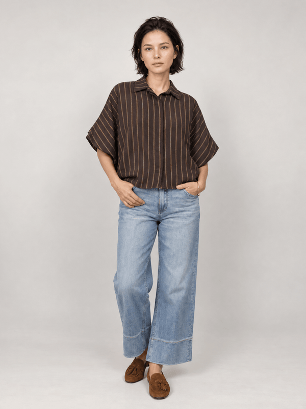 Chemise rayée à manches bouffantes – THS38726RG2