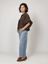 Chemise rayée à manches bouffantes – THS38726RG2