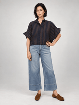 Chemise rayée à manches bouffantes – THS38726RG2