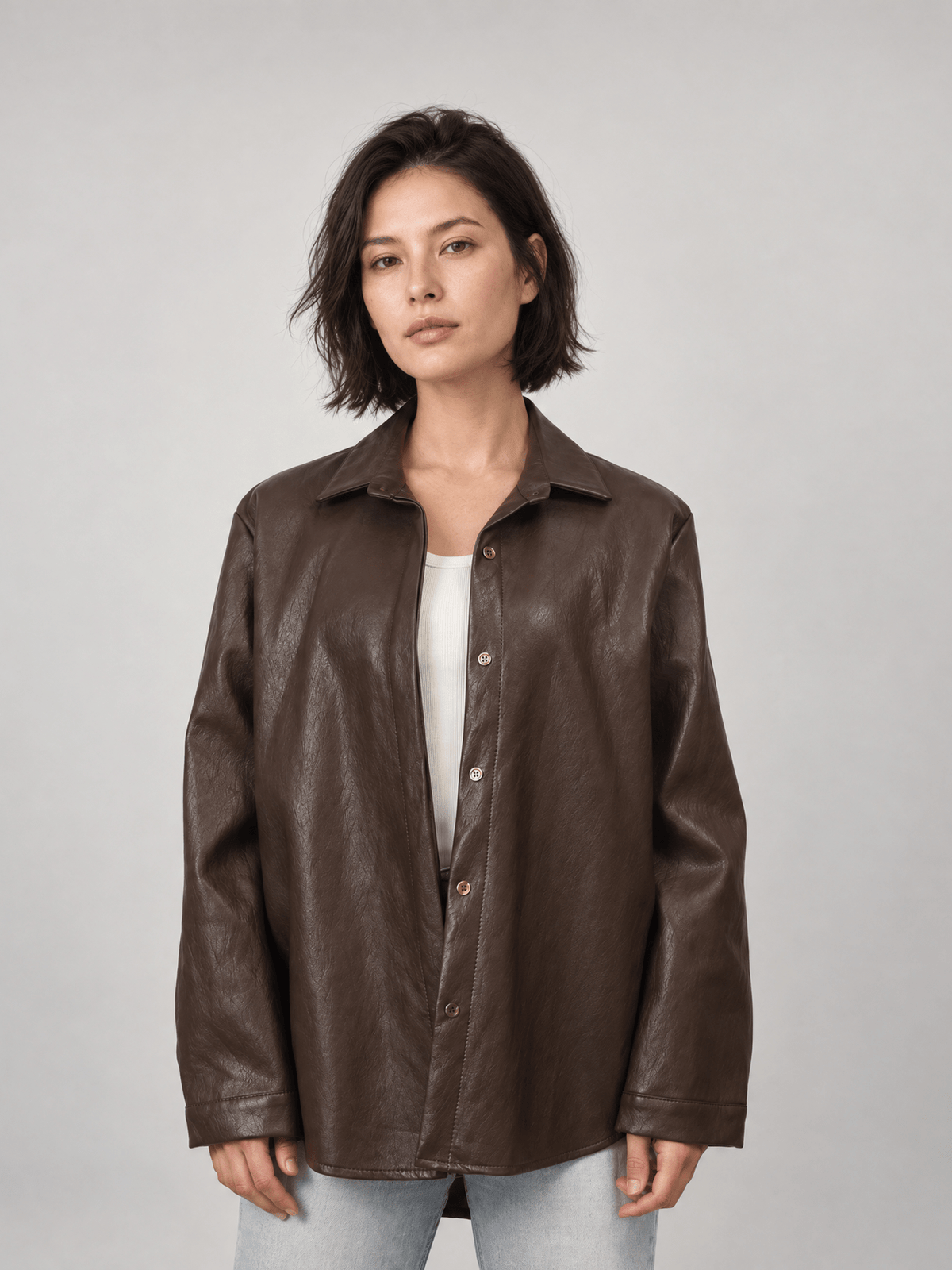Chemise effet cuir ample – THS50320PE8