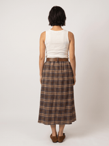Jupe midi évasée à carreaux et ceinture – THS52123QST1
